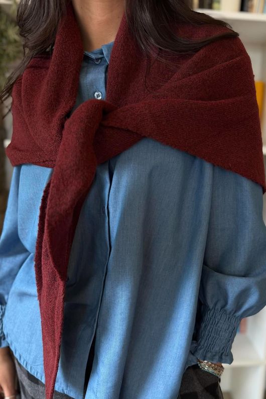 Nora Knit Shawl Burgundy